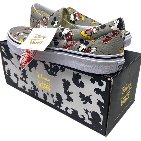 Vans Off The Wall Men's X Disney Mickey Mouse Frost Grey Classic Slip-On Shoes - Picture 10 of 10
